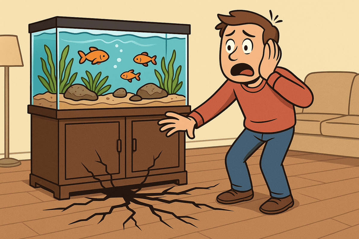 A heavy fish tank cracking the floor and stand