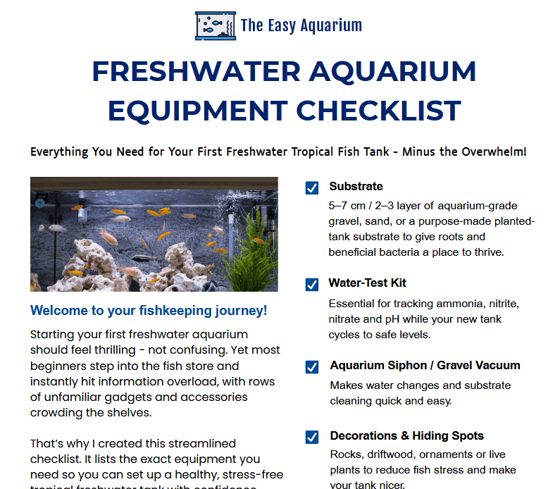 Free Freshwater Aquarium Equipment Checklist